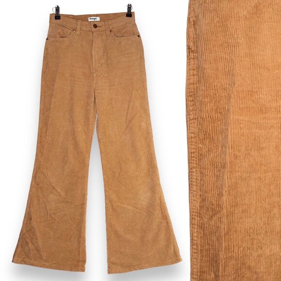 COPY - 27.5 INSEAM Wrangler Wanderer Corduroy Jeans W26 L27.5 Flare High Rise - Picture 3 of 12